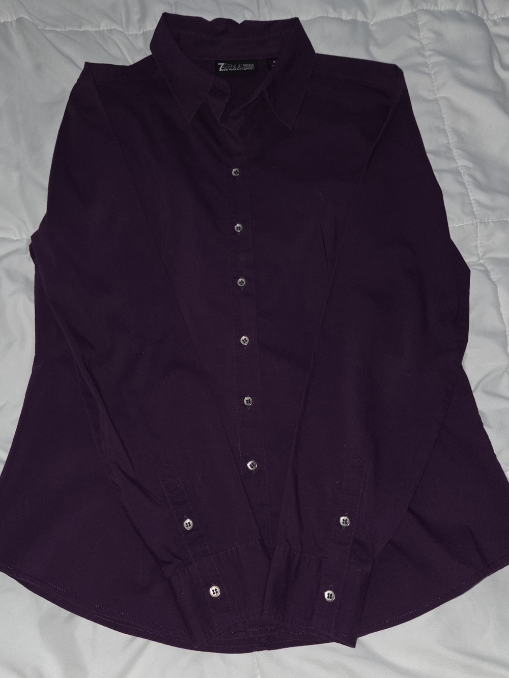 New York & Company Deep Plum Button-Down Shirt
